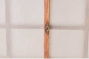 アンティーク建具　マス目(升目)格子が和モダンな雰囲気を高めるガラス欄間2枚セット(きつね格子、狐格子、明り取り、明かり取り)(R-074280)
