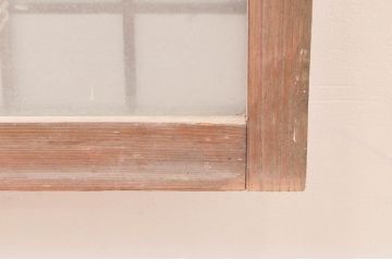 アンティーク建具　マス目(升目)格子が和モダンな雰囲気を高めるガラス欄間2枚セット(きつね格子、狐格子、明り取り、明かり取り)(R-074280)