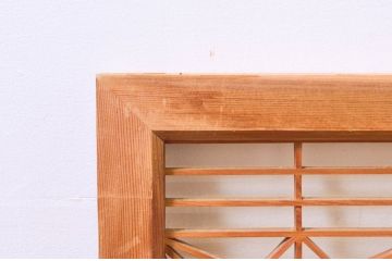 アンティーク建具　松・鷲　彫刻と組子細工の組み合わせが美しい欄間2枚セット(明り取り、明かり取り)(R-074282)