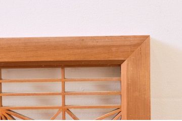 アンティーク建具　松・鷲　彫刻と組子細工の組み合わせが美しい欄間2枚セット(明り取り、明かり取り)(R-074282)