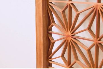 アンティーク建具　松・鷲　彫刻と組子細工の組み合わせが美しい欄間2枚セット(明り取り、明かり取り)(R-074282)