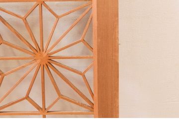アンティーク建具　松・鷲　彫刻と組子細工の組み合わせが美しい欄間2枚セット(明り取り、明かり取り)(R-074282)