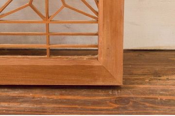 アンティーク建具　松・鷲　彫刻と組子細工の組み合わせが美しい欄間2枚セット(明り取り、明かり取り)(R-074282)