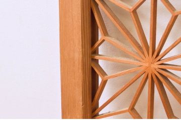 アンティーク建具　松・鷲　彫刻と組子細工の組み合わせが美しい欄間2枚セット(明り取り、明かり取り)(R-074282)