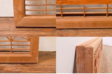 アンティーク建具　松・鷲　彫刻と組子細工の組み合わせが美しい欄間2枚セット(明り取り、明かり取り)(R-074282)