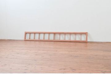 アンティーク建具　明るい木色が上品で優しい雰囲気を醸し出すガラス欄間1枚(明り取り、明かり取り)(R-074283)