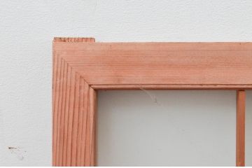 アンティーク建具　明るい木色が上品で優しい雰囲気を醸し出すガラス欄間1枚(明り取り、明かり取り)(R-074283)