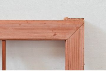 アンティーク建具　明るい木色が上品で優しい雰囲気を醸し出すガラス欄間1枚(明り取り、明かり取り)(R-074283)