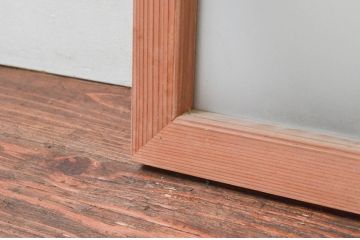 アンティーク建具　明るい木色が上品で優しい雰囲気を醸し出すガラス欄間1枚(明り取り、明かり取り)(R-074283)