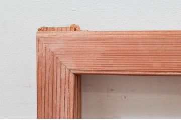 アンティーク建具　明るい木色が上品で優しい雰囲気を醸し出すガラス欄間1枚(明り取り、明かり取り)(R-074283)