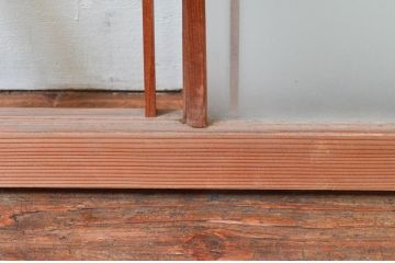 アンティーク建具　明るい木色が上品で優しい雰囲気を醸し出すガラス欄間1枚(明り取り、明かり取り)(R-074283)