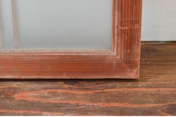アンティーク建具　明るい木色が上品で優しい雰囲気を醸し出すガラス欄間1枚(明り取り、明かり取り)(R-074283)
