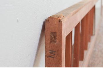 アンティーク建具　明るい木色が上品で優しい雰囲気を醸し出すガラス欄間1枚(明り取り、明かり取り)(R-074283)