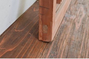 アンティーク建具　明るい木色が上品で優しい雰囲気を醸し出すガラス欄間1枚(明り取り、明かり取り)(R-074283)