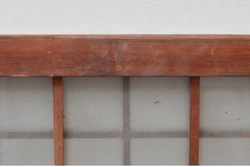 アンティーク建具　マス目(升目)格子が和モダンな雰囲気を高めるガラス欄間1枚(きつね格子、狐格子、明り取り、明かり取り)(R-074284)
