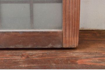 アンティーク建具　マス目(升目)格子が和モダンな雰囲気を高めるガラス欄間1枚(きつね格子、狐格子、明り取り、明かり取り)(R-074284)