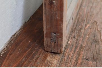 アンティーク建具　マス目(升目)格子が和モダンな雰囲気を高めるガラス欄間1枚(きつね格子、狐格子、明り取り、明かり取り)(R-074284)