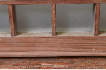 アンティーク建具　マス目(升目)格子が和モダンな雰囲気を高めるガラス欄間1枚(きつね格子、狐格子、明り取り、明かり取り)(R-074285)