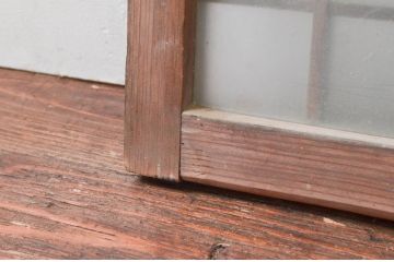 アンティーク建具　マス目(升目)格子が和モダンな雰囲気を高めるガラス欄間1枚(きつね格子、狐格子、明り取り、明かり取り)(R-074285)
