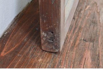 アンティーク建具　マス目(升目)格子が和モダンな雰囲気を高めるガラス欄間1枚(きつね格子、狐格子、明り取り、明かり取り)(R-074285)