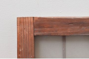 アンティーク建具　マス目(升目)格子が和モダンな雰囲気を高めるガラス欄間1枚(きつね格子、狐格子、明り取り、明かり取り)(R-074286)