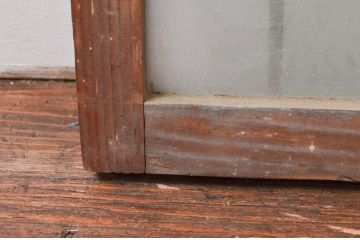 アンティーク建具　マス目(升目)格子が和モダンな雰囲気を高めるガラス欄間1枚(きつね格子、狐格子、明り取り、明かり取り)(R-074286)