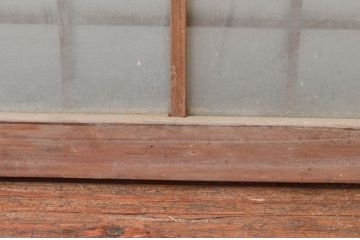 アンティーク建具　マス目(升目)格子が和モダンな雰囲気を高めるガラス欄間1枚(きつね格子、狐格子、明り取り、明かり取り)(R-074286)