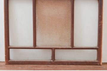 アンティーク建具　大正ロマン　ノスタルジックな雰囲気漂うフィックス窓1枚(嵌め殺し、ガラス窓、FIX窓)(R-074287)