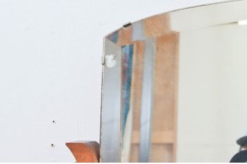 和製アンティーク　高級品!!　タモ材　マーケットリー(寄木細工・象嵌)と凝った作りのスライド扉が魅力的な鏡台(ドレッサー、化粧台、ミラー)(R-074292)
