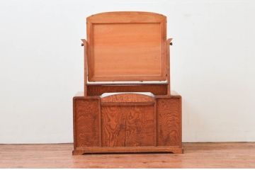 和製アンティーク　高級品!!　タモ材　マーケットリー(寄木細工・象嵌)と凝った作りのスライド扉が魅力的な鏡台(ドレッサー、化粧台、ミラー)(R-074292)