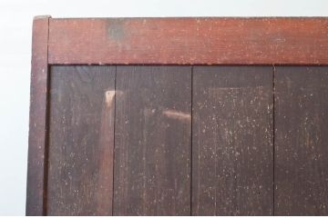 アンティーク建具　枠檜(ヒノキ)材・板部栗(クリ)材　時を経た風合いが楽しめる蔵戸1枚(玄関戸、引き戸)(R-074297)