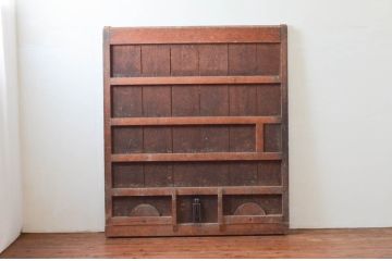 アンティーク建具　枠檜(ヒノキ)材・板部栗(クリ)材　時を経た風合いが楽しめる蔵戸1枚(玄関戸、引き戸)(R-074297)