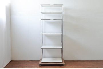 中古　USMハラー(USM Haller)　シンプルなデザインが取り入れやすい鉄製キャビネット(オープンラック、飾り棚、店舗什器)(定価約17万円)(R-074299)