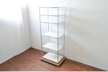 中古　USMハラー(USM Haller)　シンプルなデザインが取り入れやすい鉄製キャビネット(オープンラック、飾り棚、店舗什器)(定価約17万円)(R-074299)