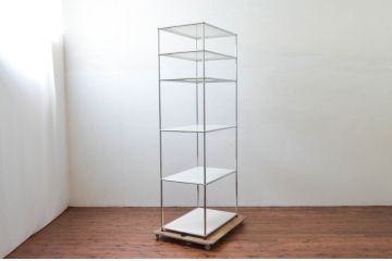 中古　USMハラー(USM Haller)　シンプルなデザインが取り入れやすい鉄製キャビネット(オープンラック、飾り棚、店舗什器)(定価約17万円)(R-074299)