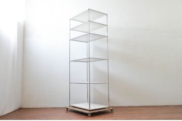 中古　USMハラー(USM Haller)　シンプルなデザインが取り入れやすい鉄製キャビネット(オープンラック、飾り棚、店舗什器)(定価約17万円)(R-074299)