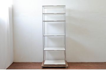 中古　USMハラー(USM Haller)　シンプルなデザインが取り入れやすい鉄製キャビネット(オープンラック、飾り棚、店舗什器)(定価約17万円)(R-074299)