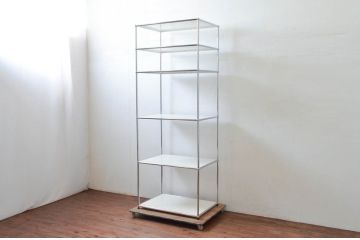 中古　USMハラー(USM Haller)　シンプルなデザインが取り入れやすい鉄製キャビネット(オープンラック、飾り棚、店舗什器)(定価約17万円)(R-074299)