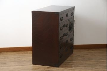 中古　欅(ケヤキ)材　和の空間づくりにおすすめな民芸箪笥(和箪笥、収納箪笥、衣装箪笥、整理箪笥、チェスト、引き出し)(R-074302)