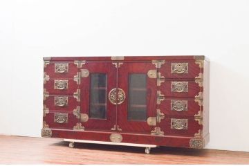 中古　美品!!　四国・高松　飛鳥民芸家具　欅(ケヤキ)箪笥　堂々とした佇まいが魅力的なサイドボード(サイドキャビネット、リビングボード、収納棚、戸棚、引き出し)(R-074304)