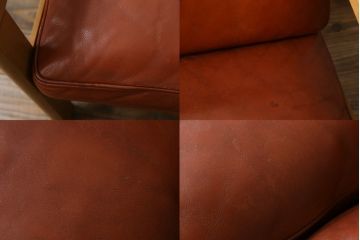 デンマークビンテージ　オーク材　Fredericia(フレデリシア)　SOREN HOLST(ソーレン・ホルスト)　レザー(本革)　3人掛けソファ(三人掛け、トリプルソファ、ヴィンテージ、北欧)(R-074307)