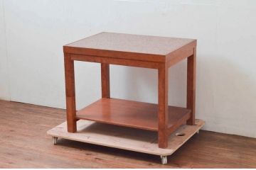 和製ビンテージ　天板大理石　チーク材　高さが変えられる2wayテーブル(コーヒーテーブル、サイドテーブル、コンソールテーブル、ローテーブル、花台、飾り台、ヴィンテージ)(R-074308)