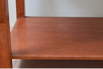 和製ビンテージ　天板大理石　チーク材　高さが変えられる2wayテーブル(コーヒーテーブル、サイドテーブル、コンソールテーブル、ローテーブル、花台、飾り台、ヴィンテージ)(R-074308)