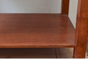 和製ビンテージ　天板大理石　チーク材　高さが変えられる2wayテーブル(コーヒーテーブル、サイドテーブル、コンソールテーブル、ローテーブル、花台、飾り台、ヴィンテージ)(R-074308)