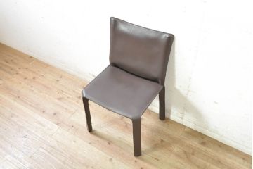 中古　Cassina(カッシーナ)　412　CAB(キャブ)　MARIO BELLINI(マリオベリーニ)　シンプルモダンな空間づくりに活躍するアームレスチェア(ダイニングチェア、椅子、イス)(定価約26万4千円)(R-074311)
