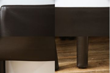 中古　Cassina(カッシーナ)　413　CAB(キャブ)　MARIO BELLINI(マリオベリーニ)　本革(レザー)　シンプルモダンな空間づくりに活躍するアームチェア2脚セット(ダイニングチェア、椅子、イス)(定価2脚で約83万6千円)(R-074312)
