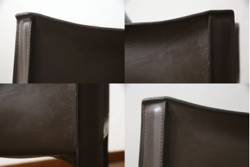中古　Cassina(カッシーナ)　413　CAB(キャブ)　MARIO BELLINI(マリオベリーニ)　本革(レザー)　シンプルモダンな空間づくりに活躍するアームチェア2脚セット(ダイニングチェア、椅子、イス)(定価2脚で約83万6千円)(R-074313)