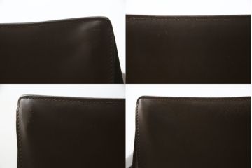 中古　Cassina(カッシーナ)　413　CAB(キャブ)　MARIO BELLINI(マリオベリーニ)　本革(レザー)　シンプルモダンな空間づくりに活躍するアームチェア2脚セット(ダイニングチェア、椅子、イス)(定価2脚で約83万6千円)(R-074315)