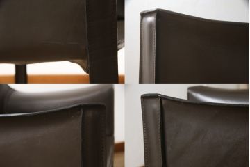 中古　Cassina(カッシーナ)　413　CAB(キャブ)　MARIO BELLINI(マリオベリーニ)　本革(レザー)　シンプルモダンな空間づくりに活躍するアームチェア2脚セット(ダイニングチェア、椅子、イス)(定価2脚で約83万6千円)(R-074316)