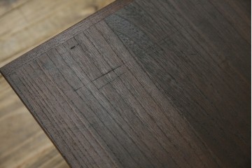 和製アンティーク　総欅(ケヤキ)材　角手銅金具　補助テーブル付きの庄内地方文机　(R-074331)